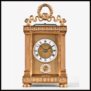 An Elegant carriage clock on your mantel is "beauty in time."